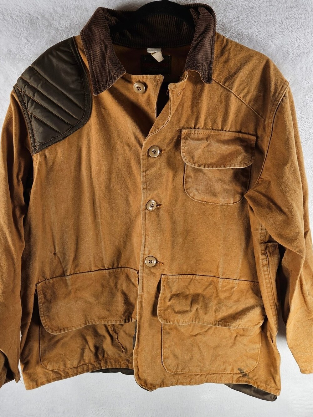 VTG Stream & Field Hunting Jacket Duck Canvas Water Repellent Tan Mens Large
